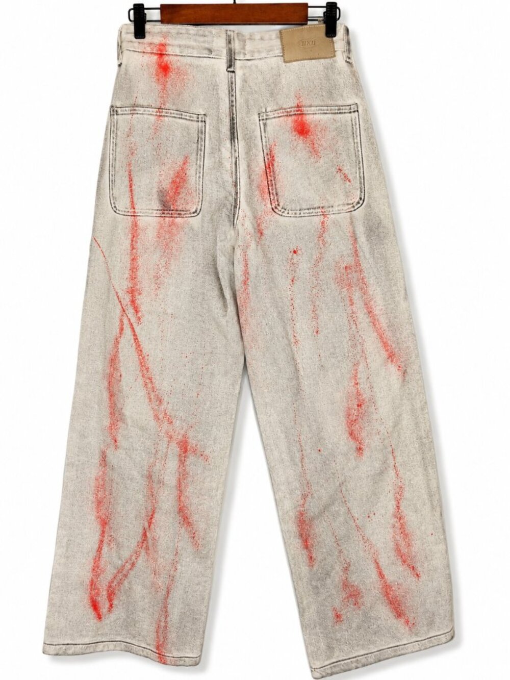 11KN BRAND Cyber Y2K Multi-Pocket Stacked Cargo Jeans Unisex Wide Leg Graffiti - Picture 3 of 16